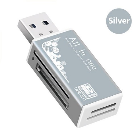 카드리더기USB 2.0 올인원 멀티 메모리 카드 리더 마이크로 SD/TF M2 MMC SDHC Duo, 06 은