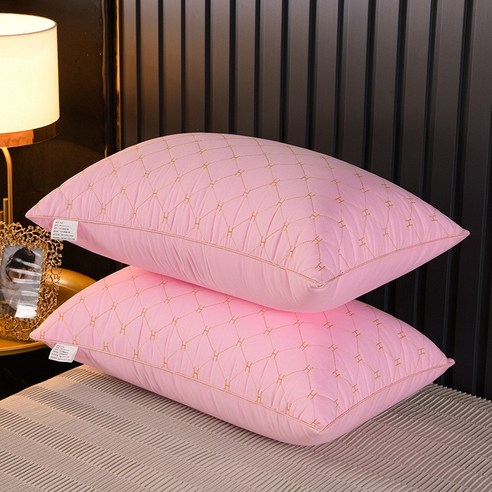 [LM] 100% 폴리에스테 섬유 정형외과 목 베개 호텔 기억 베개 건강한 잠 베개, Low pillow, pink