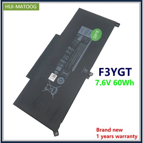 F3YGT 노트북 배터리 호환 Dell Latitude 7280 7380 7390 7480 7490 시리즈 P73G 오리지널 DM3WC 0DM3WC 2X39G 76V 60Wh, 1)7800maH