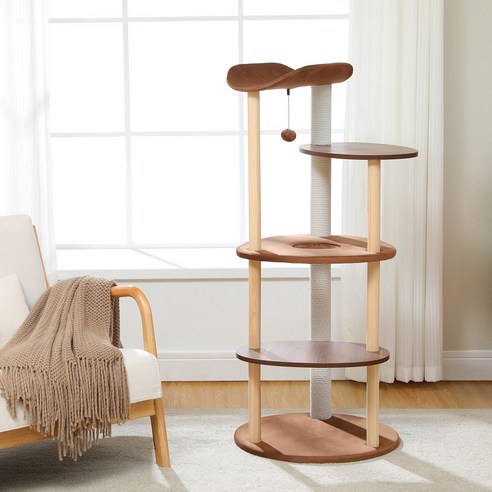모던하고 실용적인 고양이 우드 트리타워
