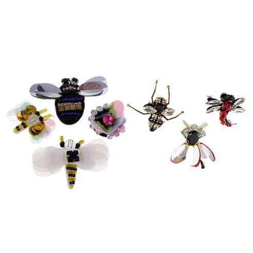 Ursmart 7 개/대/세트 꿀벌 잠자리 장식 조각 라인 석 Applique 패치 Embellishments, 다색, 설명