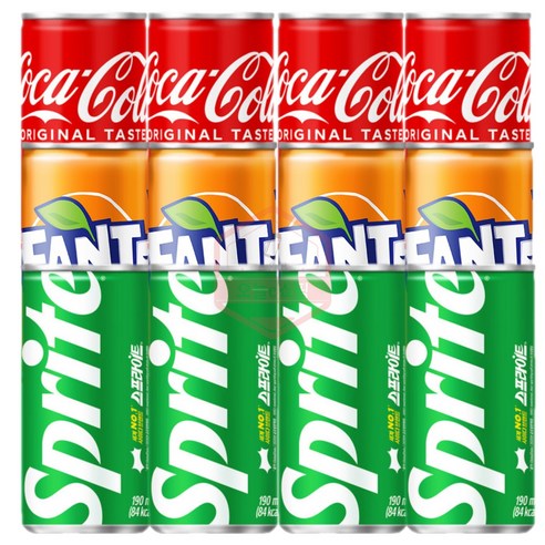 코카콜라 환타오렌지 스프라이트 3종세트 190ml 12캔, 12개