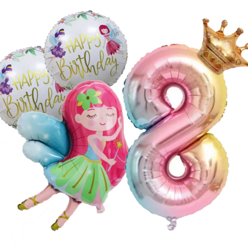 파파 파티 생일파티 숫자 풍선 세트, 2세트, 요정 8