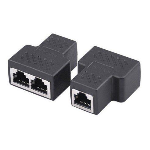 RJ45 고급형 랜커플러 이더넷 랜선연결 1대2 연장용, 흑색, 2개