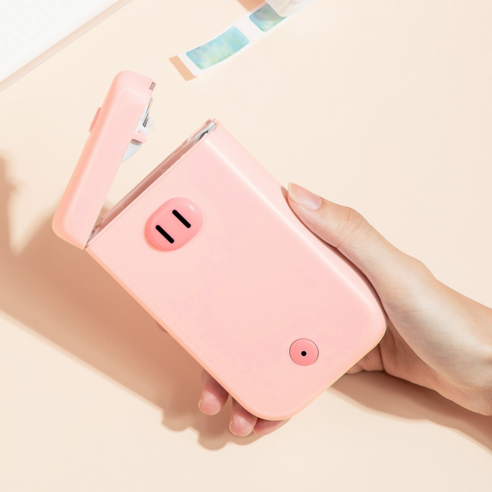미니 블루투스 라벨프린터 D30S 3종, 핑크돼지, 1개 라벨프린터기