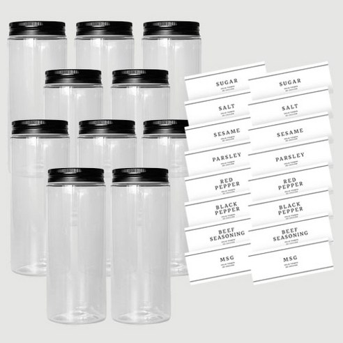 원형 양념통(블랙캡) 500ml x10개+(라벨지8종x2개), 1개