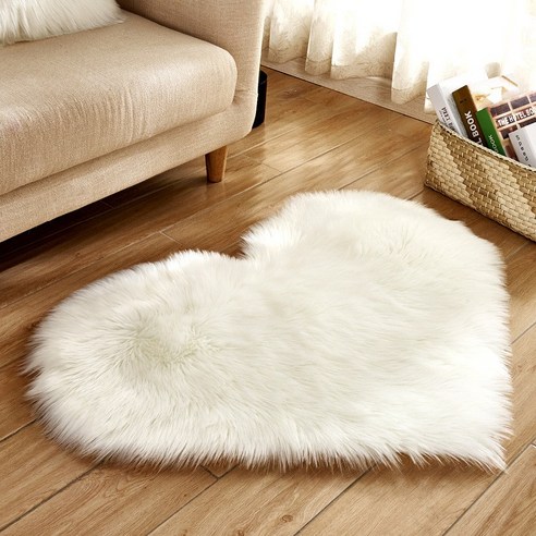 모조 양털 하트 카펫 바닥 깔개 긴 털 카펫 긴 털 가정용 카펫 거실 침실, 베이지색