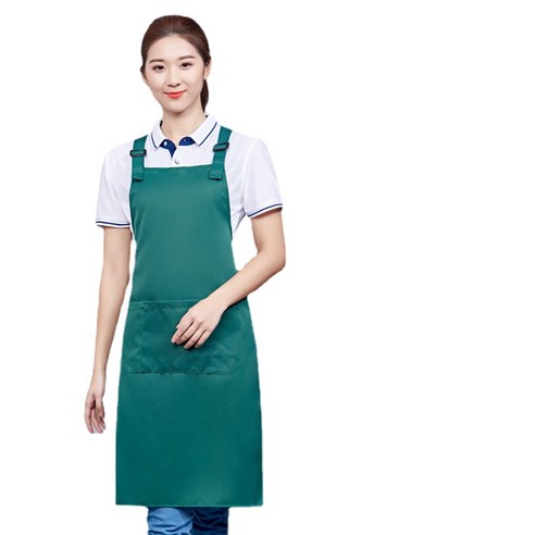 ANKRIC 호텔 웨이터 작업 앞치마 방유 및 방오 이중 어깨 끈 조절 앞치마 원피스앞치마, 초록