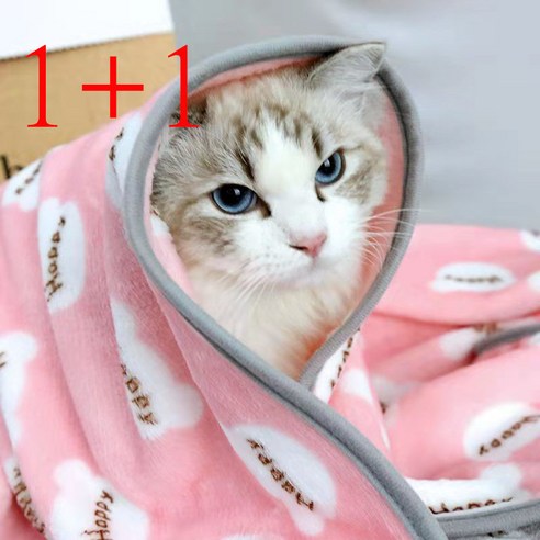 1+1 애완 동물 공용 플란넬 담요 이불 고양이 강아지 사계절 사용 가능, 패턴(패턴 랜덤)