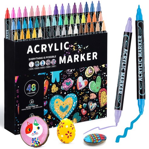 시스슈 아트 드로잉 생활방수 더블헤드 컬러 아크릴 마카펜세트 1세트, 48색