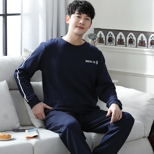 FANSYLI 2022 봄 남녀 커플 긴팔 잠옷 실크 잠옷 순면 잠옷 여성 수면 상의 하의4182 1G