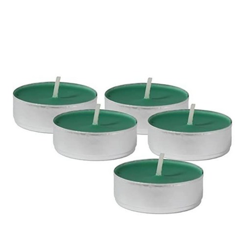 CandleNScent 컬러 티 라이트 캔들 | 무향 짙은 녹색 Made in USA (10개들이), Dark Green
