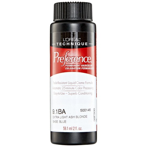 로레알 프리퍼런스 퍼머넌트 헤어컬러 59.1ml, 09.1BA Extra Ash Blonde, 1개
