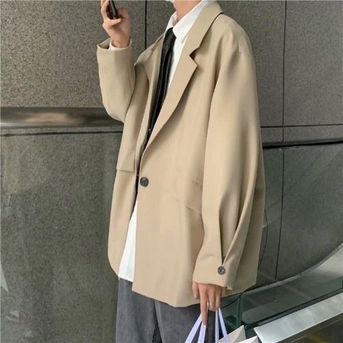 소중 디자인감 캐주얼 양복 남자 가을 항맛 chic 트렌드 양복 루즈핏 개성 코트