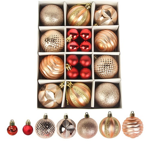 노 브랜드 모듬된 색상 크리스마스 공 트리 장식품 장식 매달려 나무 펜던트 새해 선물 A, 골드 & 레드