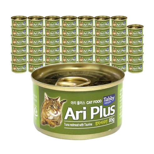 테비 아리플러스 고양이 간식캔 참치 85g, 참치 + 타우린 혼합맛, 48개