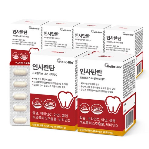 인사탄탄 프로폴리스 아연 비타민C, 6개, 60정