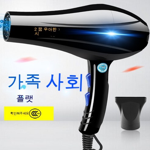 헤어 드라이어 고출력 가정용 블루 라이트 패션 뷰티 생성기 헤어 드라이어 크고 작은 바람 음소거 헤어 드라이어, 8383 에어 노즐 보내기, 48개