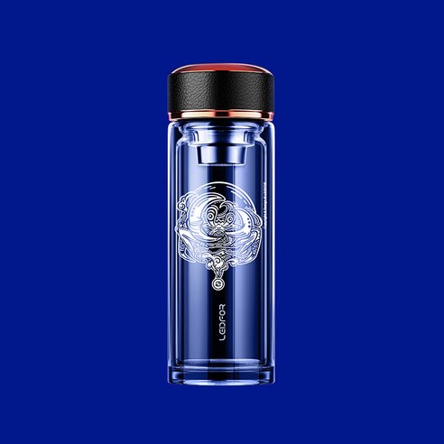 Redf 더블 레이어 유리 인쇄 차 컵 물 컵 [원래 저작권 암], 암, 500Ml