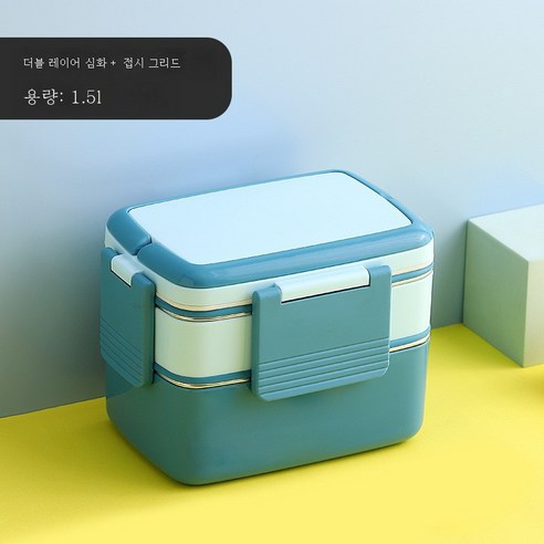 DFMEI 스테인리스 도시락 사각형 멀티 보온 도시락 대용량 분격 토트 겸 런치박스입니다., DFMEI 블루 딥 다층 도시락 상자