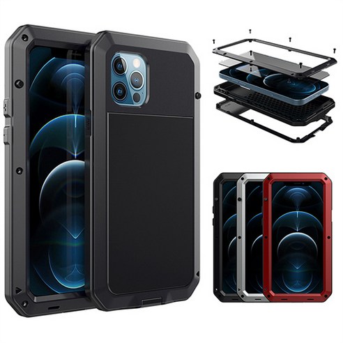 아이폰 IPhone 12 Pro Max Mini 용 헤비듀티 프로텍션 둠 아머 메탈 알루미늄 폰 케이스