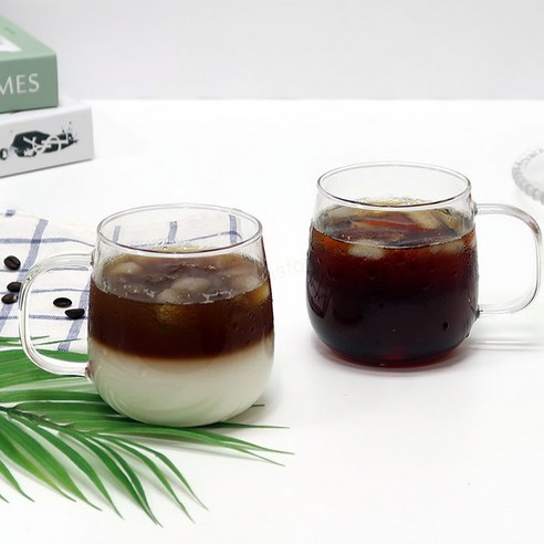 샤르망 홈카페 투명 내열유리컵, 스위트 머그컵 490ml, 2개