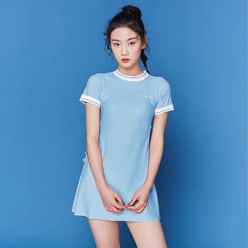 KORELAN 수영복 보수 운동 온몸 배 가리다 날씬하다 ins 초선 수영 수업, 6223 라이트블루(수영복+인디 플랫 레어 팬츠), {"사이즈":"S(70~90근)"}