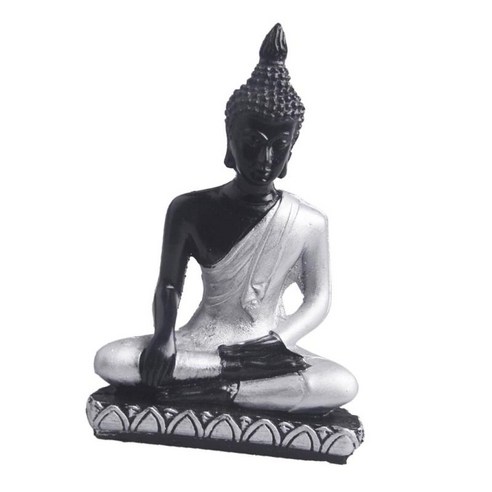 인도 수지 부처 미니어처 명상 동상 석가모니 종교적인 작은 입상, 실버