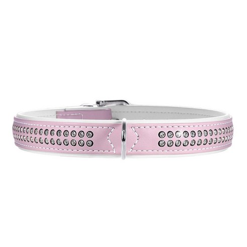 헌터스마트 모던 아트 디럭스 니켈 가죽 애견 목줄, Light Pink+White, 1개