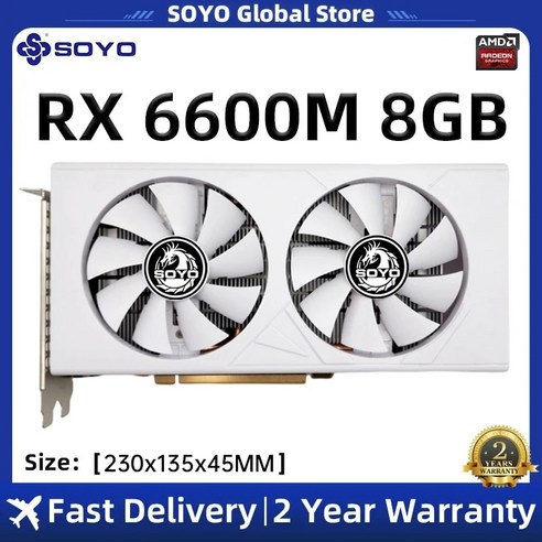 SOYORadeon RX6600M 8GB 그래픽 카드 GPU GDDR6 128 비트 14 Gbps 7NM 새로운 컴퓨터 비디오 지원 AMD 인텔 데스크탑 CPU, 1.RX6600M 8GB Best Top5