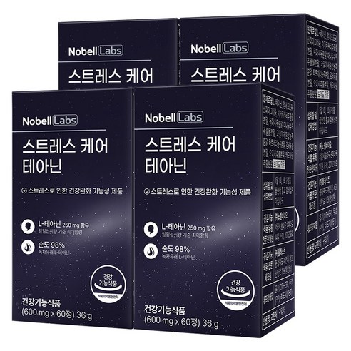 노벨랩스 스트레스 케어 테아닌, 4박스, 60정