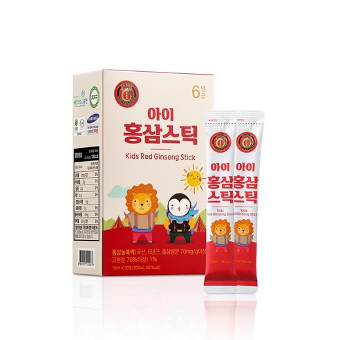 포천인삼영농조합 아이홍삼스틱/6년근 10ml x 30포, 1개, 300ml