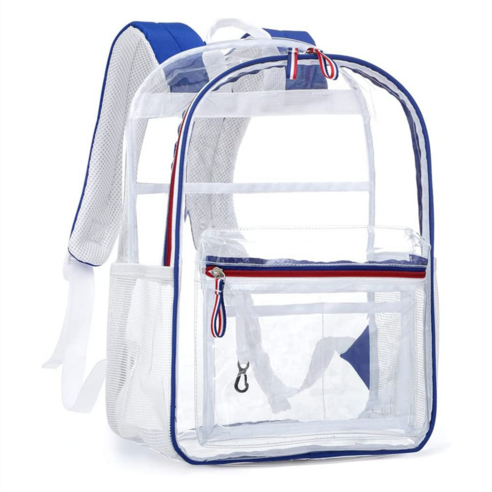 투명한 디자인과 넉넉한 수납 공간으로 소지품을 안전하게 보호하는 투명 백팩 PVC 학생가방 여행용 남여공용