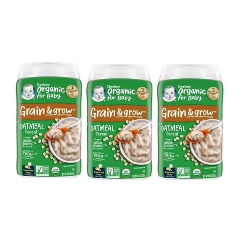 거버 싱글 그레인 시리얼 분말 어린이 미음 227g, 3개, 오트밀(Oatmeal)