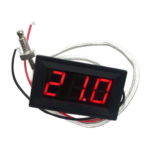 조사 -30~800C 온도를 가진 파랗고/녹색/빨간 LED DC12V 디지털 온도계, 레드, 48x29x23mm, 설명