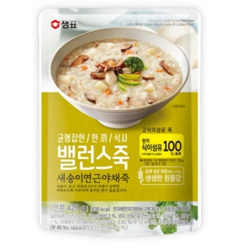샘표 밸런스죽 새송이 연근 야채죽, 420g, 2개
