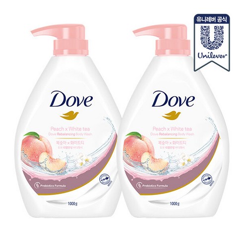 도브 화이트 피치 바디워시, 2개, 1L