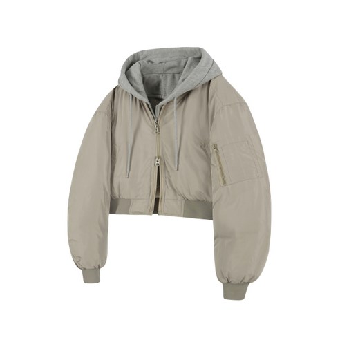 비바브라운 VIVABROWN 85-VIVA018 2-way 후드 레이어드 크롭 숏 패딩 베이지