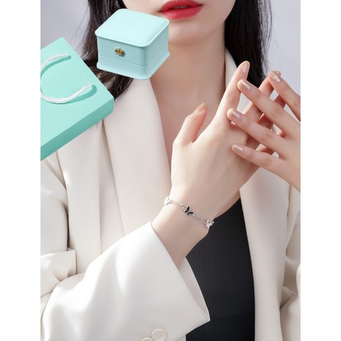 르떼르넬 JSWB042 Silver 나비 리본 버터플라이 더블 레이어드 여자 실버 로즈골드 팔찌 은팔찌