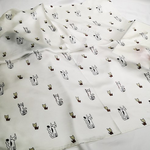 ONAKY 한국 스타일 70cm 실크 스카프 여자 스카프 고양이 넥타이 목 장식품