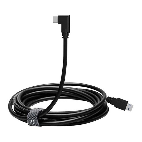 퀘스트 2용 16피트 USB 3.2 Type-C 케이블 VR 헤드셋 링크 고속 충전, 블랙, 196.85 인치, 주석