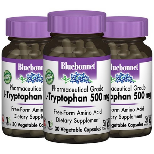 블루보넷 L-트립토판 500mg 베지터블 캡슐 무설탕 글루텐 프리, 30개입, 3개, 30정