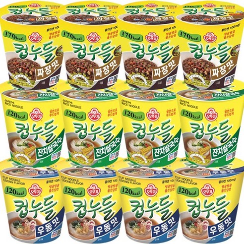 오뚜기 컵누들 우동4개+잔치쌀국수4개+짜장4개, 1세트