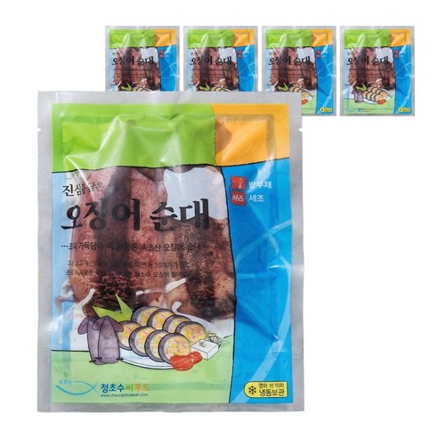 속초 청초수물회 청초수 통오징어순대 오징어순대 1팩 2미, 5개, 500g