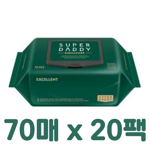 슈퍼대디 물티슈 엑설런트82 캡형, 20개입, 70개 
물티슈