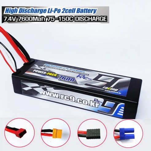 알씨구 배터리 리튬7600mAh 75-150C 7.4V(2S)RC9 BATTERY, 딘스, 1개