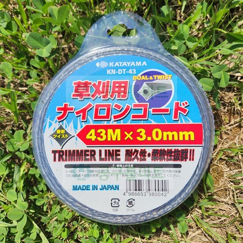 카타야마 일제 일산 예초기날 이중꼬임 나이론 나일론 커터 줄날 리필용 줄 3 X 43M, 1개