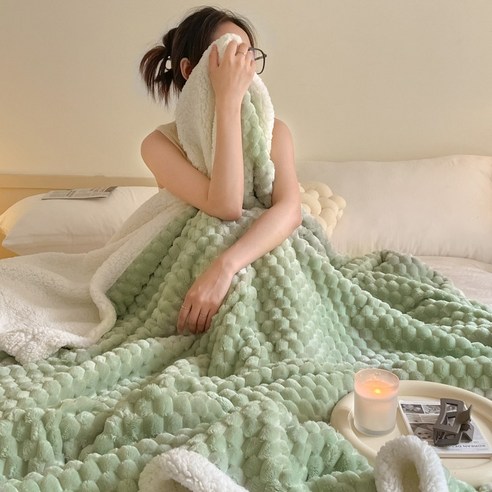 Roomxyd 뽀그리 양털 이중 담요 양면 극세사담요 블랭킷 무릎담요