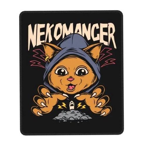 Nekomancer-네코 맨서 고양이 마우스 패드 소프트 미끄럼 방지 고무 Satanic 고딕 마녀 매트 게이머 컴, 09 Black8, 02 240 x 200 x 3mm