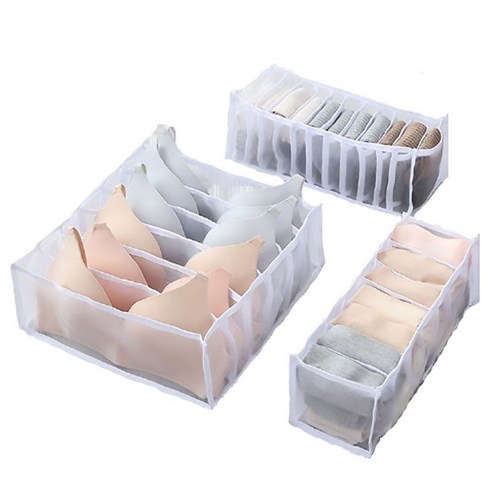 [LF] 속옷 브래지어 접이식 옷장 정리 상자 옷장 스카프 양말 브라 정리함, White3pcs1set